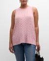 Minnie Rose Plus Size Frayed Cable-knit Tank In Pink Pearl