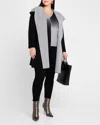Minnie Rose Plus Size Hooded Double-faced Cashmere Coat In Black/grey Shadow