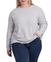 Minnie Rose Plus Size Sparkle Cashmere Boxy Crew Neck Top In Multi