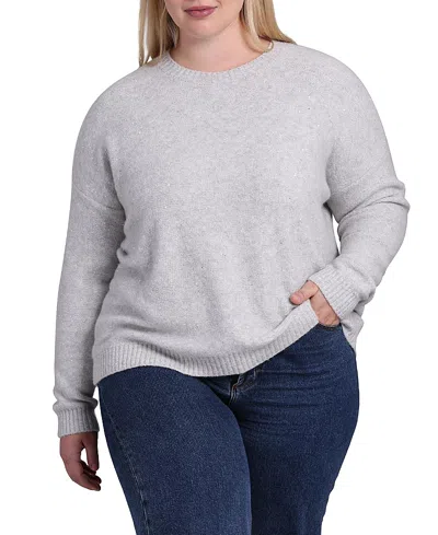 Minnie Rose Plus Size Sparkle Cashmere Boxy Crew Neck Top In Multi