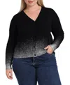 Minnie Rose Plus Size Viscose Gradient Metallic V-neck Cardigan In Multi