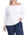 Minnie Rose Plus Size Viscose Sequin Off-the-shoulder Sweater In White