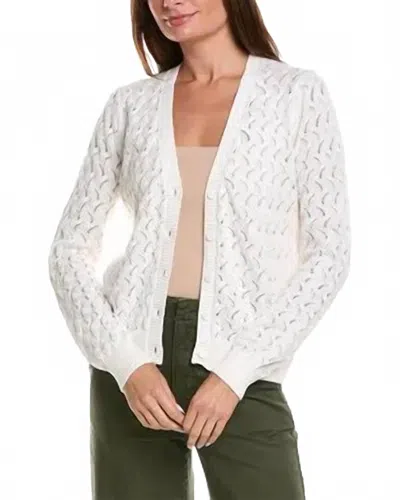 Minnie Rose Pointelle Cotton Cashmere Cardigan In White