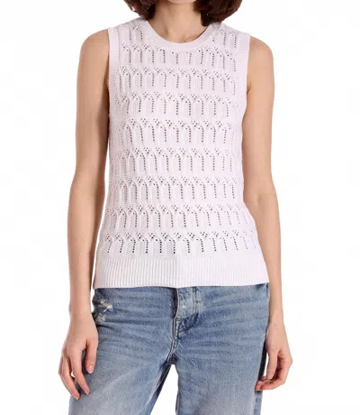Minnie Rose Pointelle Cotton Cashmere Sleeveless Top In White