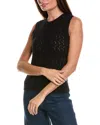 Minnie Rose Plus Size Pointelle Cotton-cashmere Tank In Black