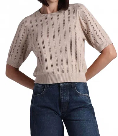 Minnie Rose Pointelle Sparkle Short Sleeve Crew Top In Brown Sugar In Neutral