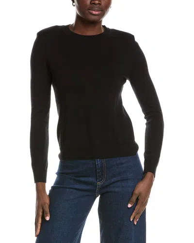 Minnie Rose Power Shoulder Cashmere-blend Sweater In Black