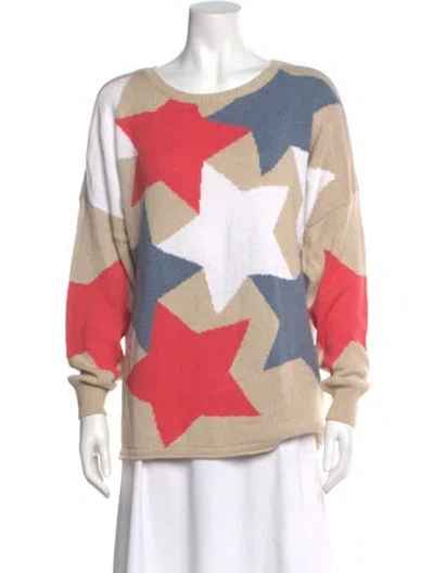 Pre-owned Minnie Rose Printed Bateau Neckline Sweater In Multi