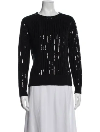 Pre-owned Minnie Rose Printed Crew Neck Sweater In Black