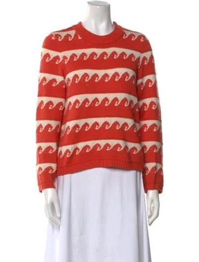 Pre-owned Minnie Rose Printed Crew Neck Sweater In Orange