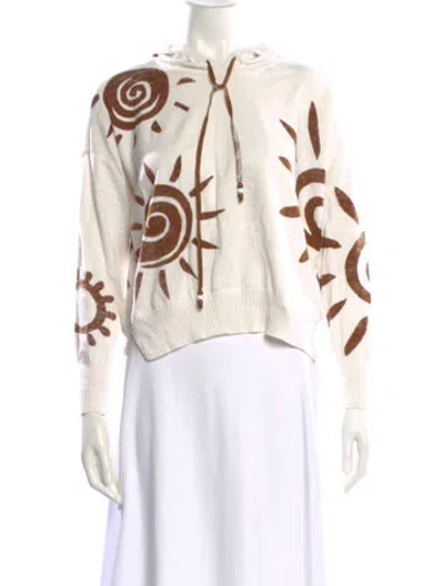 Pre-owned Minnie Rose Printed Crew Neck Sweater In White