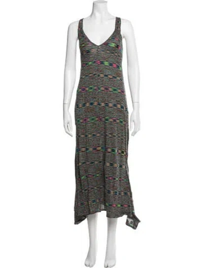 Pre-owned Minnie Rose Printed Long Dress In Green