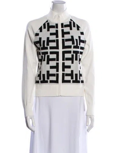 Pre-owned Minnie Rose Printed Turtleneck Sweater W/ Tags In White
