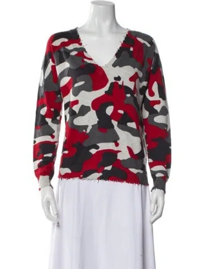 Pre-owned Minnie Rose Printed V-neck Sweater In Multi