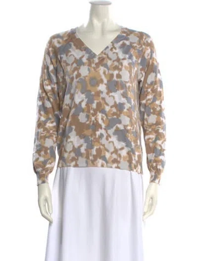 Pre-owned Minnie Rose Printed V-neck Sweater In Neutral