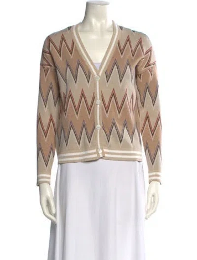 Pre-owned Minnie Rose Printed V-neck Sweater In Neutral