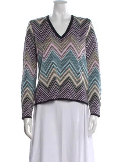 Pre-owned Minnie Rose Printed V-neck Sweater W/ Tags In Multi
