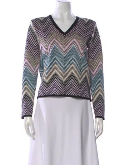 Pre-owned Minnie Rose Printed V-neck Sweater In White