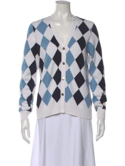 Pre-owned Minnie Rose Printed V-neck Sweater In White
