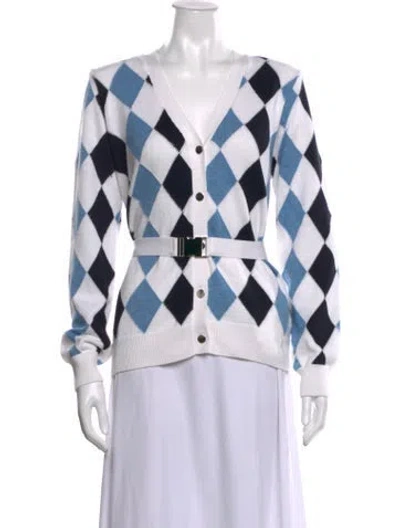 Pre-owned Minnie Rose Printed V-neck Sweater In White
