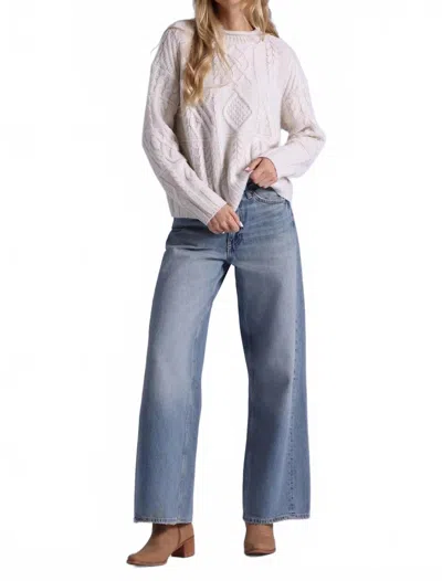 Minnie Rose Pure Air Cashmere Mixed Cable Pattern Sweater In White