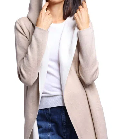 Minnie Rose Reversible Hooded Cardigan In Brown Sugar/starch In Neutral