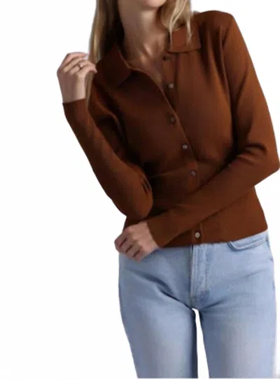 Minnie Rose Ribbed Long Sleeve Sweater In Foxtail In Brown