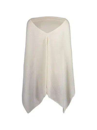 Minnie Rose Ruana Cashmere Poncho In White