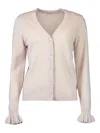 Minnie Rose Ruffle-cuff Cardigan In Neutral