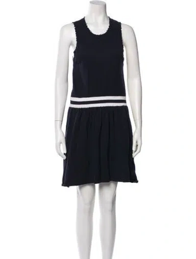 Pre-owned Minnie Rose Scoop Neck Mini Dress In Blue