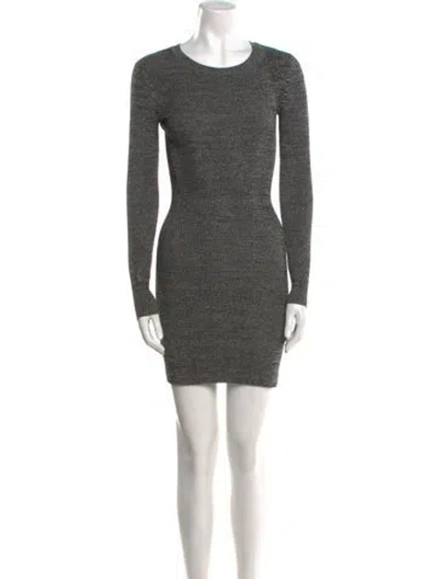 Pre-owned Minnie Rose Scoop Neck Mini Dress In Gray