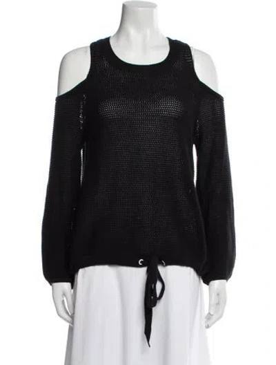 Pre-owned Minnie Rose Scoop Neck Sweater In Black