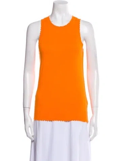 Pre-owned Minnie Rose Scoop Neck Sweater In Orange