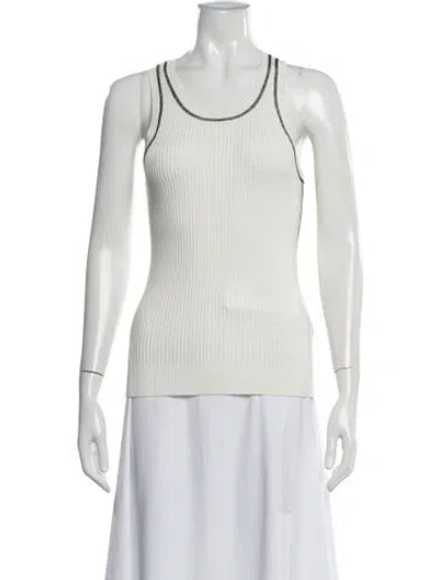 Pre-owned Minnie Rose Scoop Neck Sweater In White