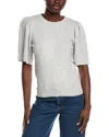 Minnie Rose Sequin Puff Sleeve Cashmere-blend Sweater In Gray