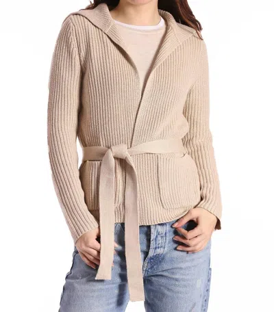 Minnie Rose Shaker Cotton Blend Cardigan In Brown In Metallic