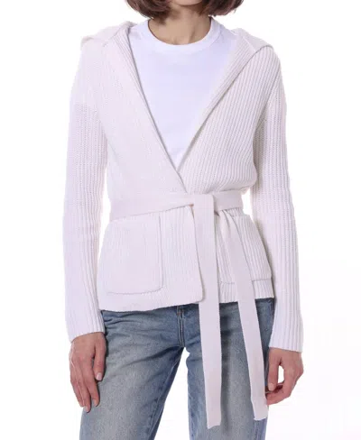 Minnie Rose Shaker Flyaway Cardi Cashmere In White