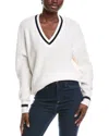 Minnie Rose Shaker Relaxed V-neck Cashmere-blend Sweater In White