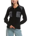 Minnie Rose Shaker Utility Zip Cashmere-blend Jacket In Black