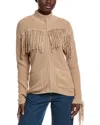 Minnie Rose Shaker Zip Sweater In Brown