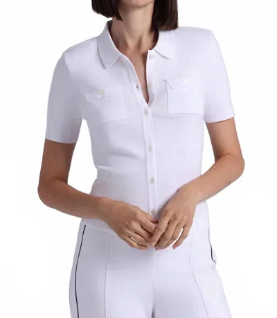 Minnie Rose Short Sleeve Collared Shirt With Pockets In White