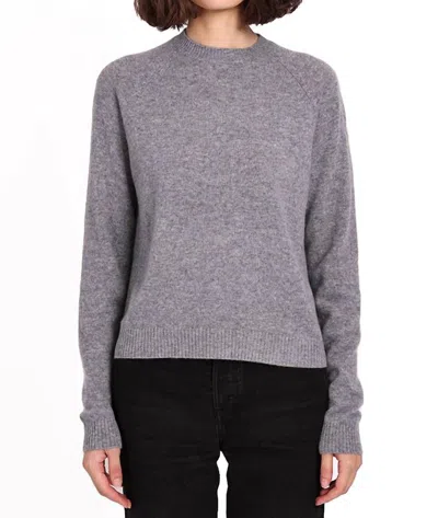 Minnie Rose Shrunken Crew Sweater In Grey Shadow In Gray