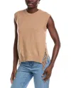 Minnie Rose Side Fringe Cashmere Sweater Vest In Neutral