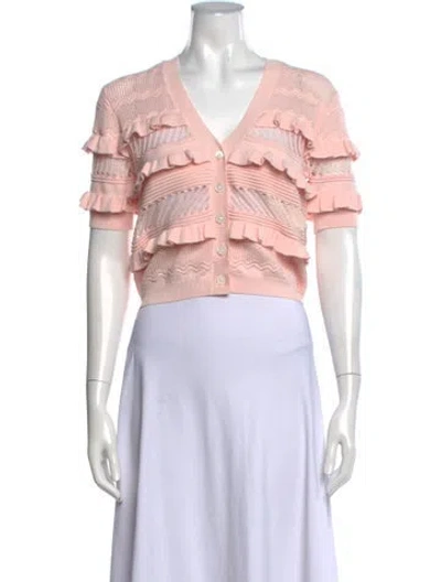 Pre-owned Minnie Rose Silk V-neck Sweater In Pink