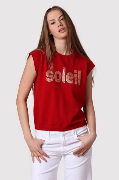 Minnie Rose Soleil Foil Print Tee In Lava Red