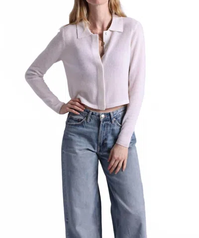 Minnie Rose Southern Collared Cardigan In White In Purple