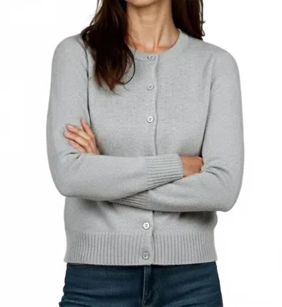 Minnie Rose Sparkle Cashmere Crew Neck Cardigan In Polar In Gray