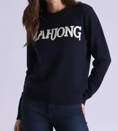 Minnie Rose Sport Embroidered Pullover Top In Navy In Black