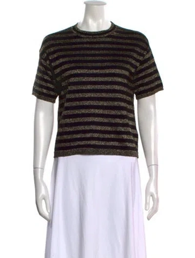 Pre-owned Minnie Rose Striped Crew Neck Sweater In Black