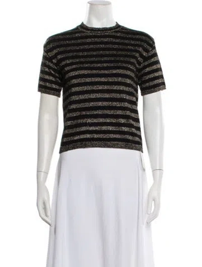 Pre-owned Minnie Rose Striped Crew Neck Sweater In Black